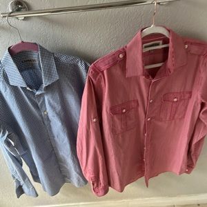 2 MENS DRESS SHIRTS. LIKE NEW. SIZE MEDIUM 15-15 1/2